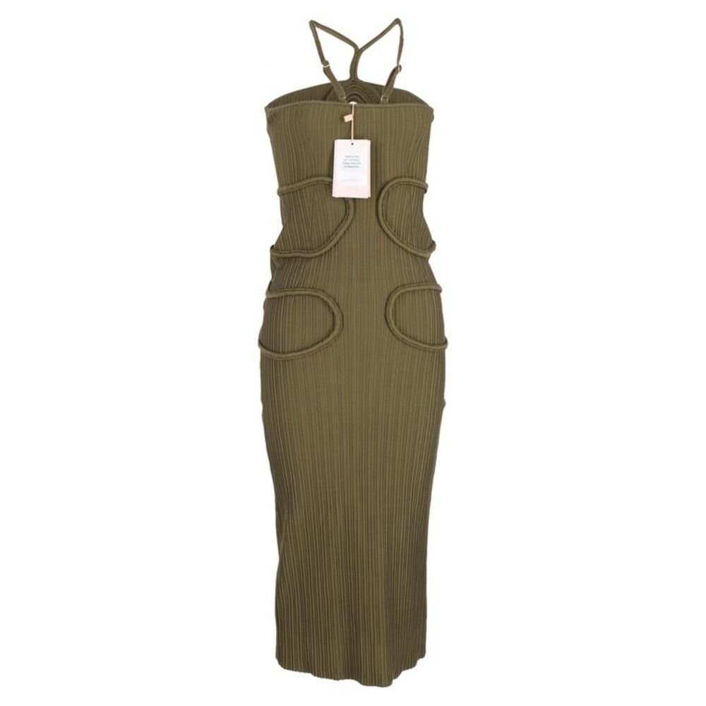 Cult Gaia Avery Corded Cutout Crochet Knit Midi Dress in Green Viscose